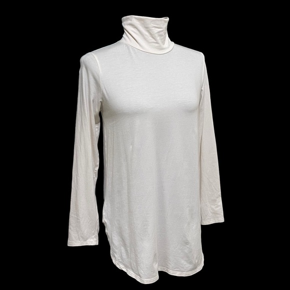 J Jill Supima White Turtleneck Tunic Top XS Stretch Soft Base Layer Shirt - Picture 2 of 7